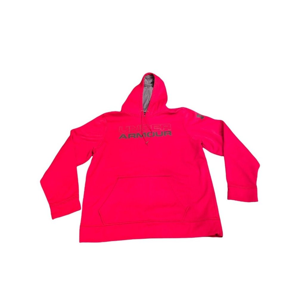 Under Armour Hoodie Mens L Pullover Athletic Fit Crew Neck Long Sleeve Red